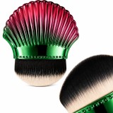 Pensulă de machiaj pentru conturare, model scoică, roșu și verde