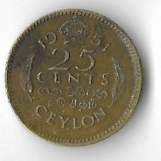 Moneda 25 cents 1951 - Ceylon