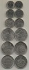 Lot 6 Monede Ucraina 2019, 1+2+5+3x10 Hrivne UNC, Otel - Numismatica