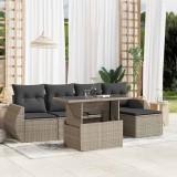 VidaXL Set canapele de grădină cu perne, 6 piese gri deschis poliratan