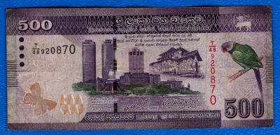 (1) BANCNOTA SRI LANKA - 500 RUPEES 2010, WORLD TRADE CENTER SI BANCA CENTRALA foto
