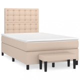 Cumpara ieftin Pat box spring cu saltea, cappuccino, 120x190cm piele ecologica