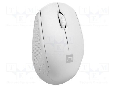 Mouse albă wireless NATEC USB A optic 3 butoane 10m ergonomic foto