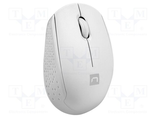 Mouse albă wireless NATEC USB A optic 3 butoane 10m ergonomic