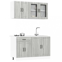 vidaXL Set de dulapuri de bucătărie 4 piese &bdquo;Kalmar&rdquo; lemn Sonoma gri