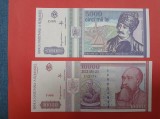 Bancnote 5000 Lei 1993 + 10000 Lei 1994 UNC, Romania, Colectie, Numismatica, Perfect Stare, Seria #E &amp; #F