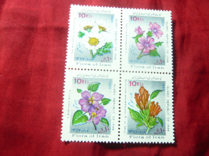 Serie - bloc IRAN 1988 - Flora , 4 valori