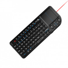 Mini tastatura rii v3 iluminata cu touchpad si laserpoint wireless pentru prezentari foto