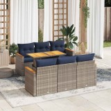 Gossi set canapele de gradina, 7 piese, cu perne, gri, poliratan