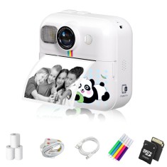 Camera Foto Instant pentru Copii, Model CP02, 1080p HD, Rezolutie Foto 48MP, Card SD 64GB, Autonomie 1500mAh, Include Stickere, Filtre, Graffiti DIY,