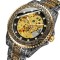 Ceas barbatesc de mana Forsining Mecanic Automatic Skeleton Analog Argintiu Auriu