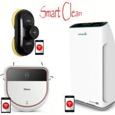 Set Smart Clean- Aspirator robot Dobea D500, Purificator aer Oberon 320 si Robot curatre geamuri Hobot 198 foto