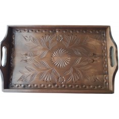 Tava sculptata manual decorativa decor casa tava de servire pentru farfurie mancare tava din lemn rustic mare
