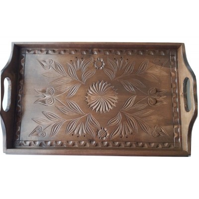 Tava sculptata manual decorativa decor casa tava de servire pentru farfurie mancare tava din lemn rustic mare foto