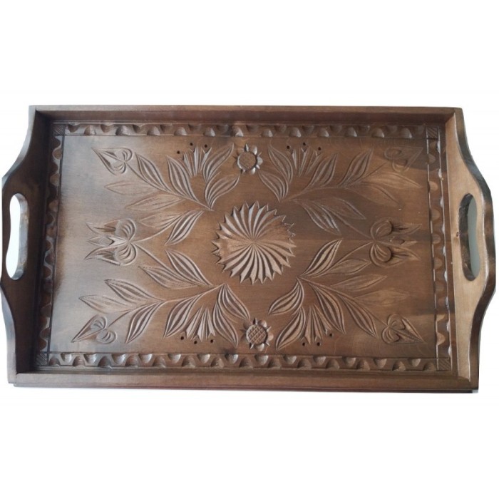 Tava sculptata manual decorativa decor casa tava de servire pentru farfurie mancare tava din lemn rustic mare