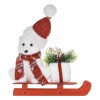 Decoratiune Craciun Masa Sanie Om de Zapada Cadou Lemn Rosu Alb 20cm