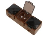 Conector alimentare AC 2P+PE 250VAC 16A pentru perete, maro