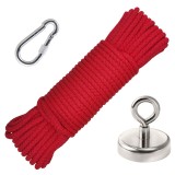 Set magnet fishing neodim D 60 mm 120 kg forta pescuit puternic funie 20 m de 6 mm carabina