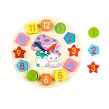 Puzzle din Lemn Ceas Animale (12 piese) - 25cm, Oem