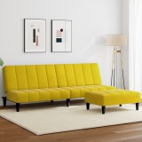 VidaXL Canapea extensibilă cu taburet, 2 locuri, galben, catifea