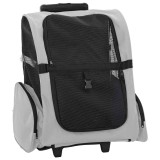 VidaXL Cărucior pentru animale de companie 3 &icirc;n 1, gri, 48x32x57 cm, material Oxford
