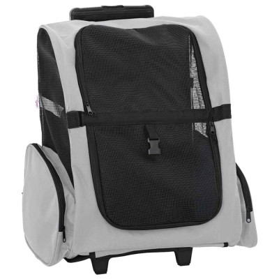 vidaXL Cărucior pentru animale de companie 3 &amp;icirc;n 1, gri, 48x32x57 cm, material Oxford foto