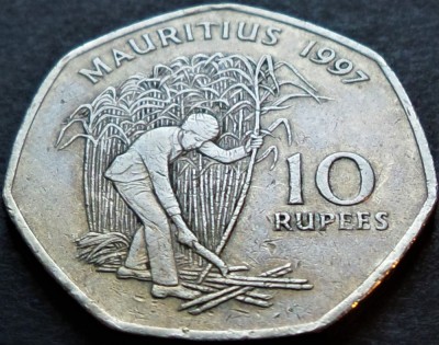 Moneda exotica 10 RUPII - MAURITIUS, anul 1997 *cod 4727 foto
