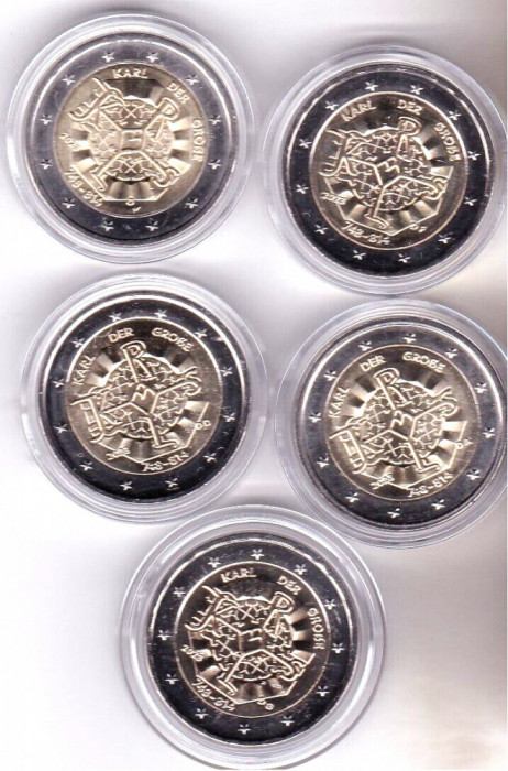 monede GERMANIA 2023, 5x2 euro comemorative (ADFGJ)_Carol cel Mare, UNC