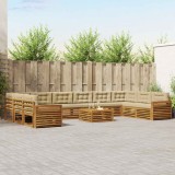 vidaXL Seturi de canapele 11 pcs Natural și Bej Lemn Solid de Acacia 3374258