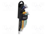 Set chei imbus lungi PROLINE 9 piese oțel S2 cromate cu cod coloristic