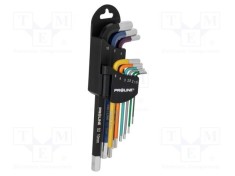 Set chei imbus lungi PROLINE 9 piese oțel S2 cromate cu cod coloristic