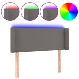Cumpara ieftin Tablie de pat cu LED, gri, 83x16x78/88 cm, piele ecologica