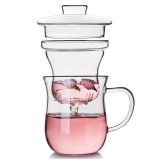 Cana din Sticla borosilicata cu Infuzor si capac din sticla, 350 ML