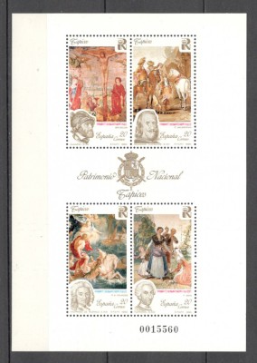 Spania.1990 Patrimoniu cultural:Tapiserii din Palate regale-Bl. SS.272 foto