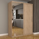 Dulap Dormitor Nova Eco 150 cm x 200 cm, cu oglinda, sonoma cu usi glisante sonoma