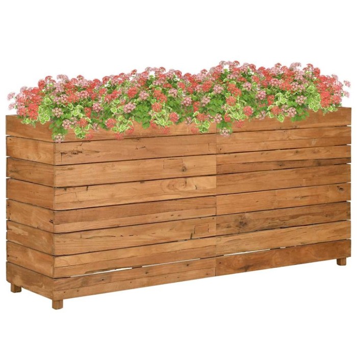 vidaXL Strat &icirc;nălțat, 150x40x72 cm, lemn de tec reciclat și oțel