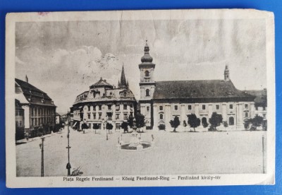 Sibiu - Piata Regele Ferdinand - 1923 - circulata, printata, timbre foto