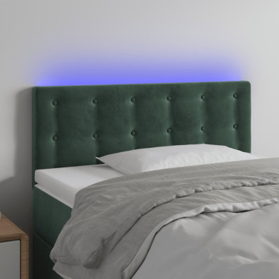 Tablie de pat cu LED, verde &amp;icirc;nchis, 100x5x78/88 cm, catifea GartenMobel Dekor foto
