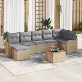 VidaXL Set de canapea de grădină 8 pcs Bej, gri deschis Mare Ratan