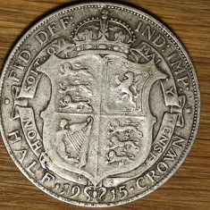 Anglia Marea Britanie -moneda argint sterling- 1/2 half crown 1915 XF - George V