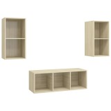 Cumpara ieftin Set de dulapuri TV, 3 piese, stejar Sonoma, lemn prelucrat