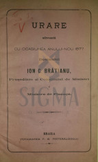 URARE ADRESSATA CU OCASIUNEA ANULUI - NOU 1877 DOMNULUI ION C . BRATIANU - D. VELIKSIN - POEZII foto