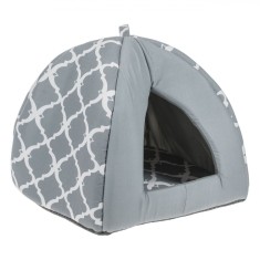 Pat Cuib Animale de Companie, Forme Geometrice, Culoare Gri, Dimensiuni 38x38x38 cm