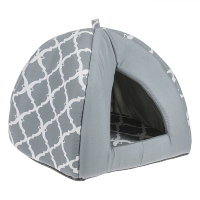 Pat Cuib Animale de Companie, Forme Geometrice, Culoare Gri, Dimensiuni 38x38x38 cm foto