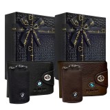 Set portofel sigla BMW, husa chei, cutie cadou, negru sau maro