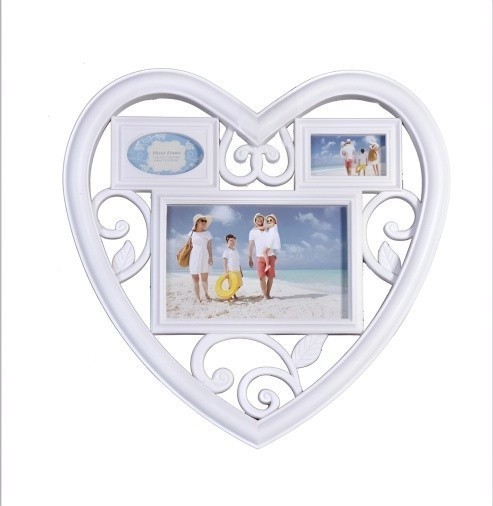 Rama Foto Decorativa Cu 3 Poze, Model Inima, 28 x 28 CM, Culoare Alb ...