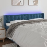 VidaXL Tăblie de pat cu LED, albastru &icirc;nchis, 163x16x78/88 cm, catifea