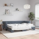 Cumpara ieftin Pat de zi cu extensie, gri &icirc;nchis, 80x200 cm, catifea