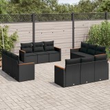 Gossi set canapele de gradina, 12 piese, cu perne, negru, poliratan