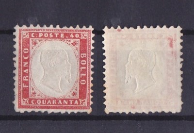 Italy 1862 Definitives King Viktor Emanuel II Mi.11 40C carmine MNG AM.453 foto